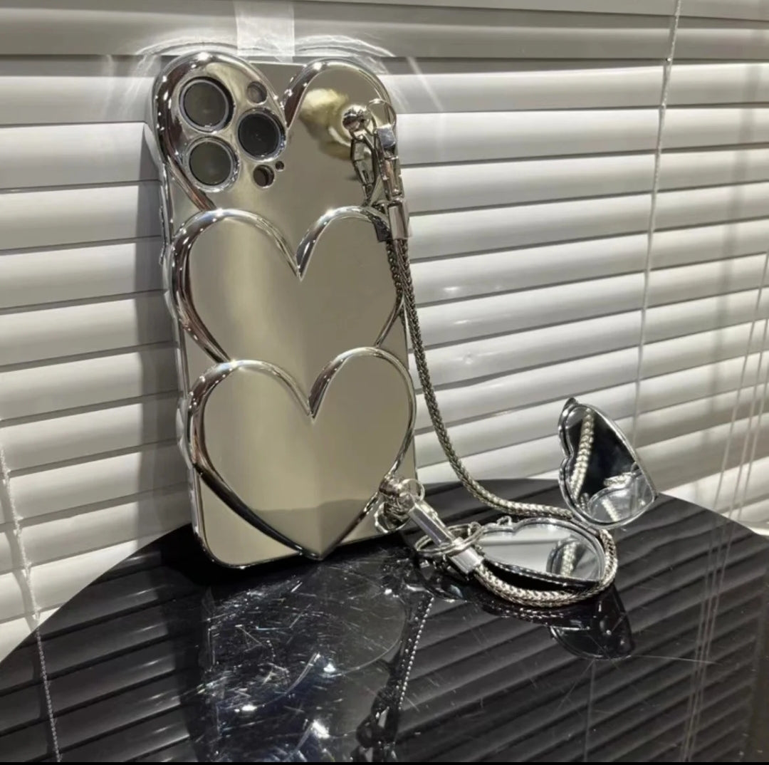 Coque Coeur Argent avec Sangles